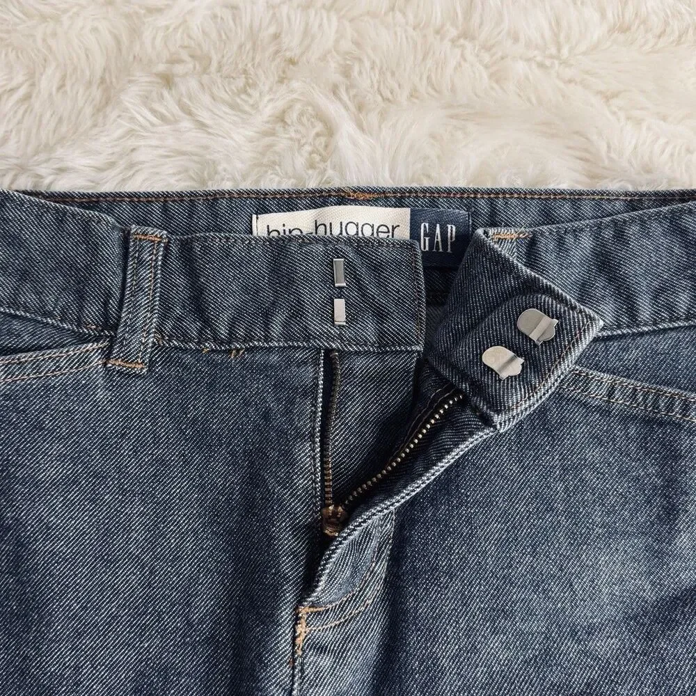 Y2K Gap Hiphugger Denim Skirt Womens 2 Blue Straight Short Measures 28 x 16